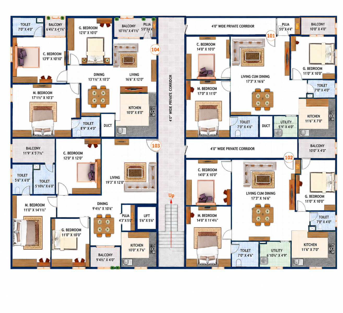 Flat 101 Floor Plan